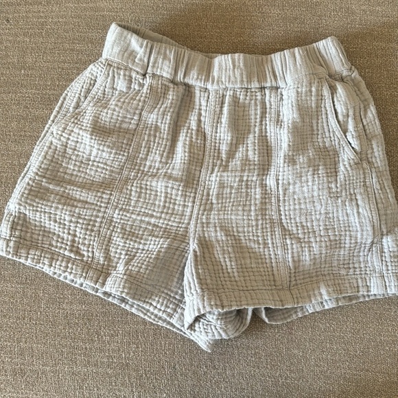 Madewell Easy Pull On Light Spun Cotton Gauze Gray Blue Shorts Pockets XS - Picture 2 of 8
